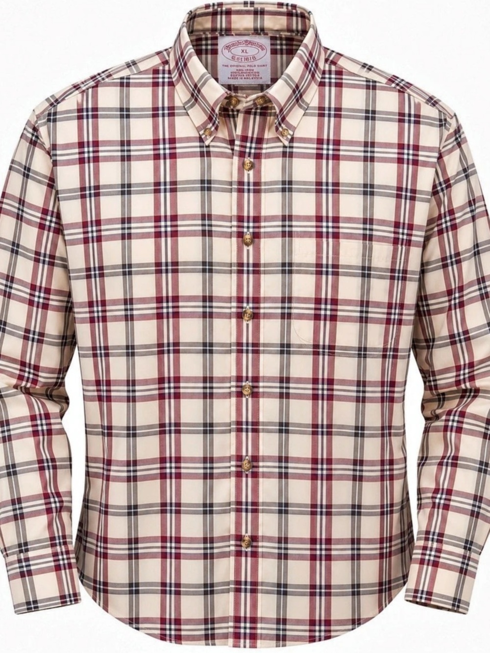 Brooks Brothers 1818 XL Plaid Supima Cotton Non-Iron Button Down Shirt Mens